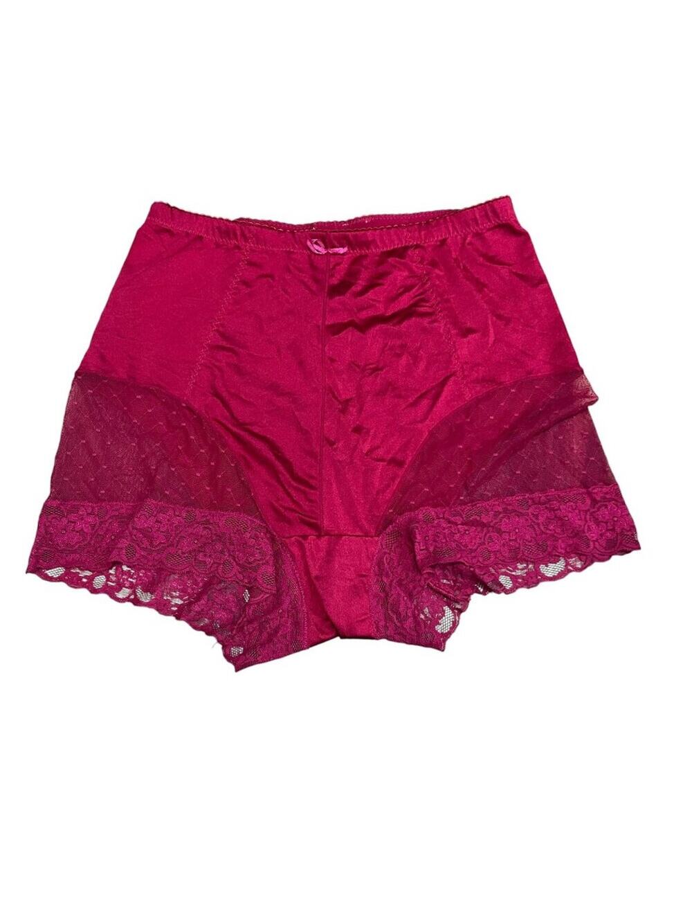 Rhonda Shear Panty Pin Up Lace Trim Spicy Red Womens XLarge Modest